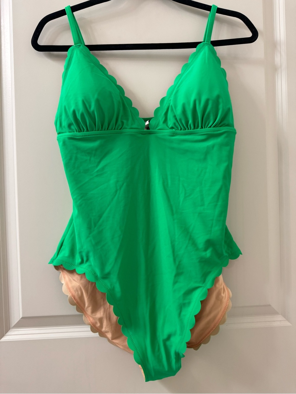 J.Crew Factory Scalloped One Piece Swimsuit Green BF041 NWT Women’s Size L